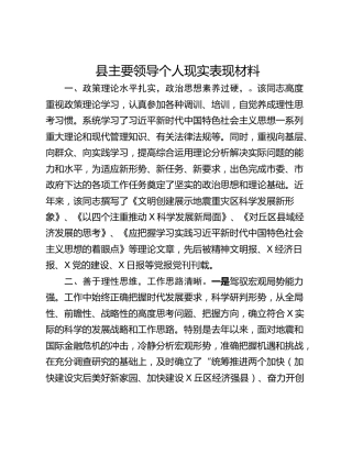 县主要领导个人现实表现材料