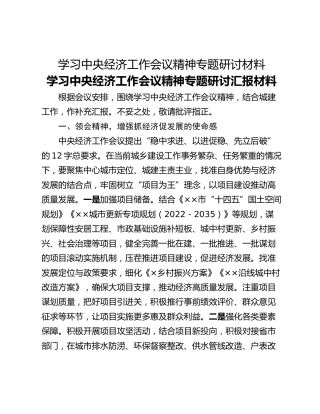 学习中央经济工作会议精神专题研讨材料