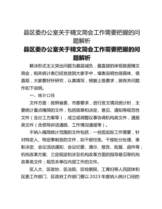 县区委办公室关于精文简会工作需要把握的问题解析