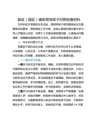 县区（园区）镇街领导班子对照检查材料
