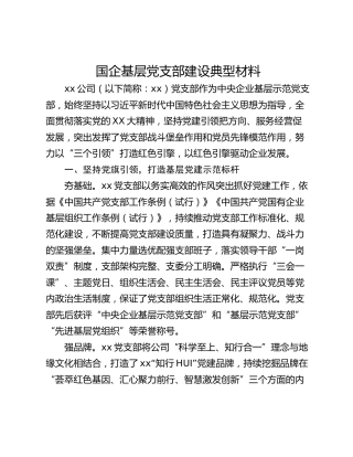 国企基层党支部建设典型材料