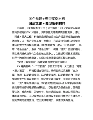 国企党建典型案例材料