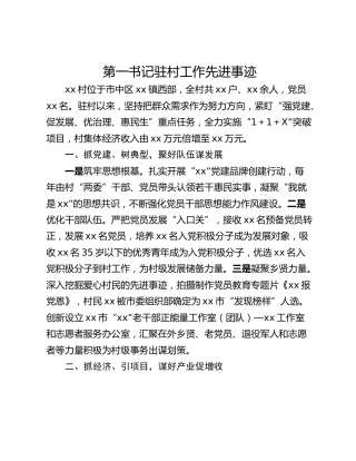 第一书记驻村工作先进事迹