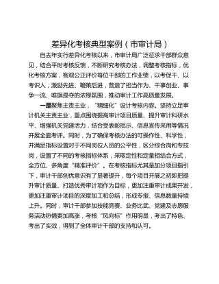 差异化考核典型案例（市审计局）