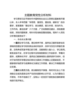 主题教育党性分析材料