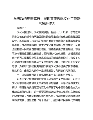 学思践悟细照笃行，展现宣传思想文化工作新气象新作为