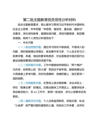 第二批主题教育党员党性分析材料