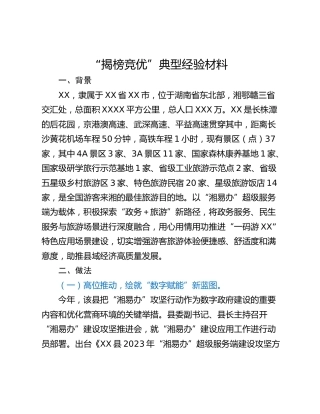 “揭榜竞优”典型经验材料