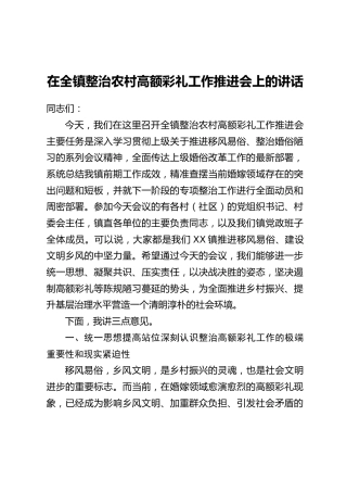 在全镇整治农村高额彩礼工作推进会上的讲话_2