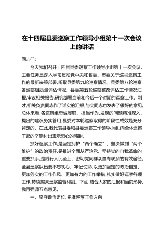 在十四届县委巡察工作领导小组第十一次会议上的讲话
