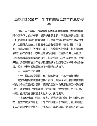 局党组2026年上半年抓基层党建工作总结报告