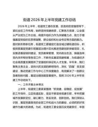 乡镇街道2026年上半年党建工作总结