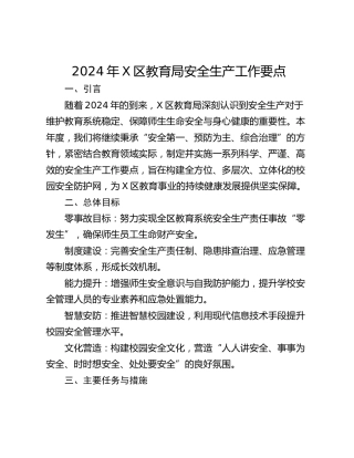 2024年X区教育局安全生产工作要点