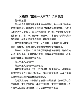 X街道“三重一大事项”议事制度