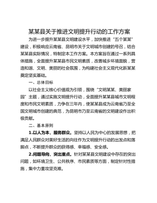 某某县关于推进文明提升行动的工作方案