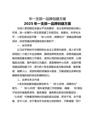 年一支部一品牌创建方案