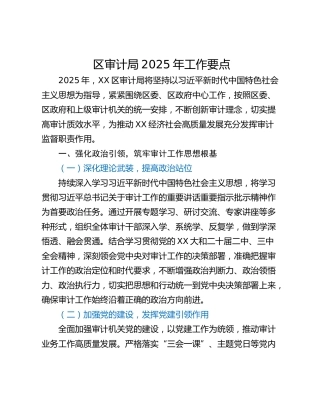 区审计局2025年工作要点