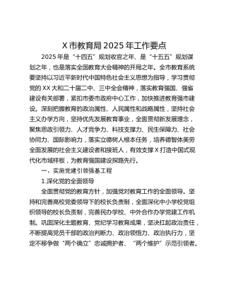 X市教育局2025年工作要点