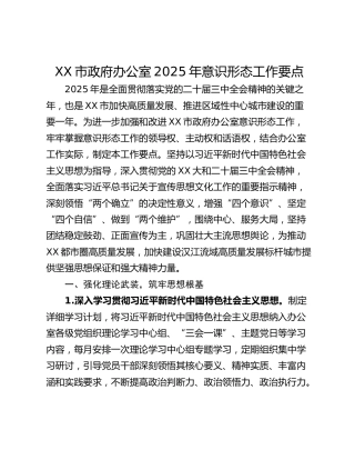 XX市政府办公室2025年意识形态工作要点