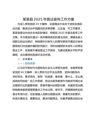 某某县2025年普法宣传工作方案