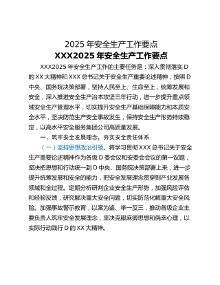 2025年安全生产工作要点