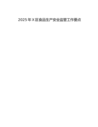 2025年X区食品生产安全监管工作要点