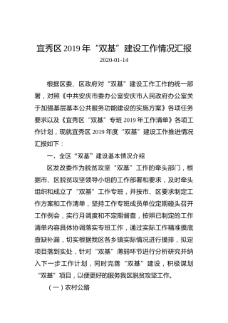 宜秀区2019年“双基”建设工作情况汇报