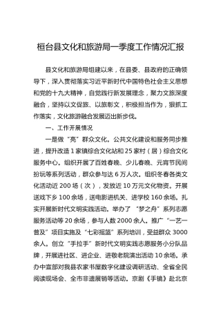 桓台县文化和旅游局2019年一季度工作情况汇报