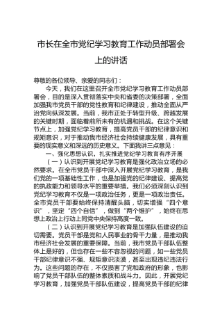 市长在全市专题活动学习工作动员部署会上的讲话