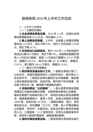 县商务局2026年上半年工作总结
