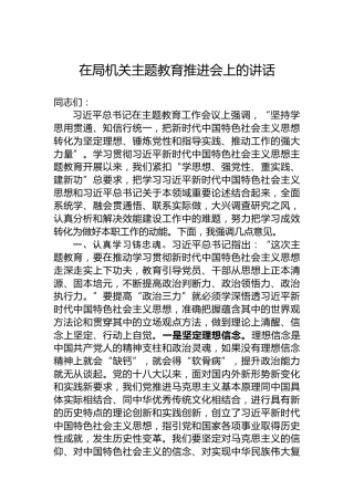 在局机关主题教育推进会上的讲话