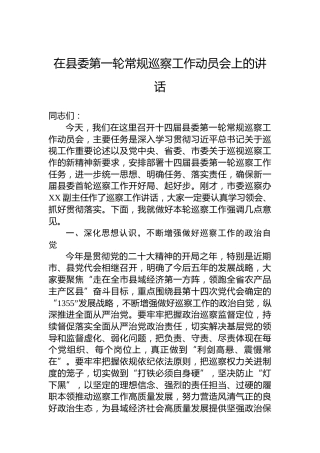 在县委第一轮常规巡察工作动员会上的讲话