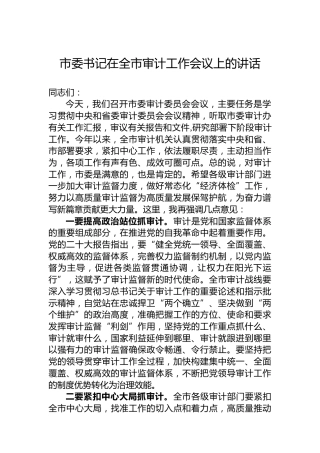 市委书记在全市审计工作会议上的讲话