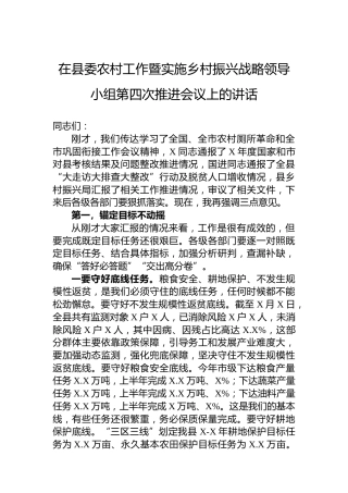 在县委农村工作暨实施乡村振兴战略领导小组第四次推进会议上的讲话