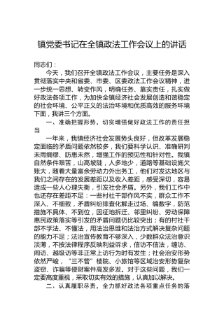 镇党委书记在全镇政法工作会议上的讲话