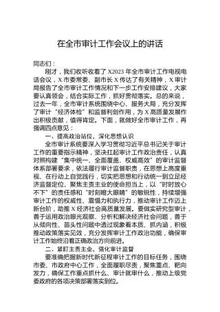 在全市审计工作会议上的讲话