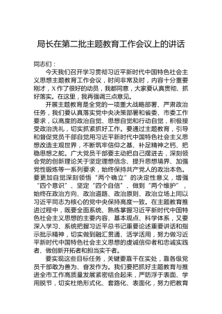 局长在第二批主题教育工作会议上的讲话
