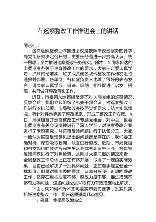 在巡察整改工作推进会上的讲话