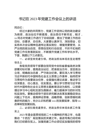 书记在2023年党建工作会议上的讲话