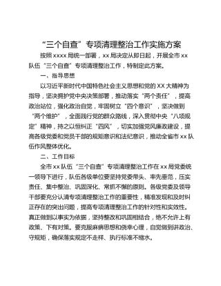 “三个自查”专项清理整治工作实施方案