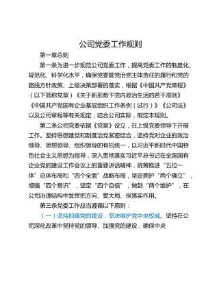 公司党委工作规则