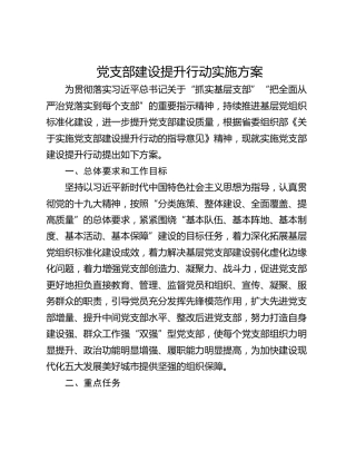 党支部建设提升行动实施方案