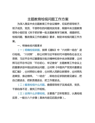 主题教育检视问题工作方案