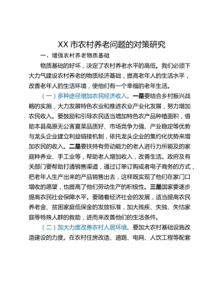 XX市农村养老问题的对策研究