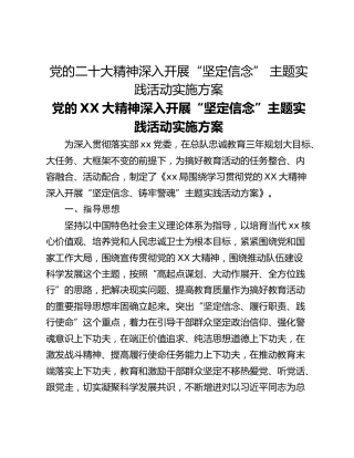 党的二十大精神深入开展“坚定信念” 主题实践活动实施方案