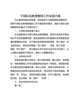 干部队伍教育整顿工作实施方案
