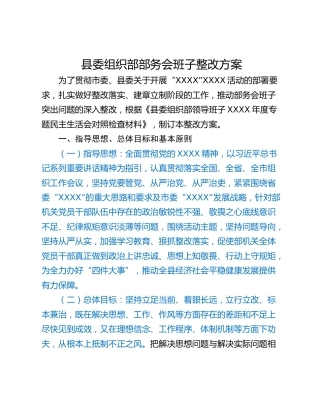县委组织部部务会班子整改方案