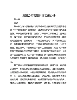 集团公司容错纠错实施办法