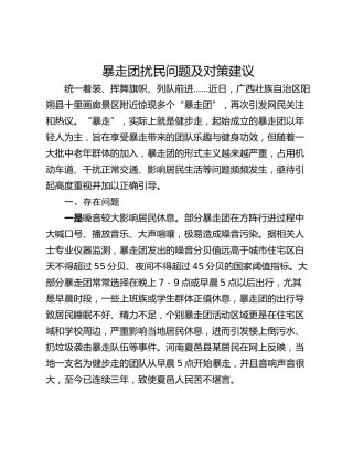 暴走团扰民问题及对策建议
