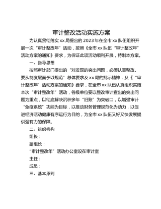 审计整改活动实施方案